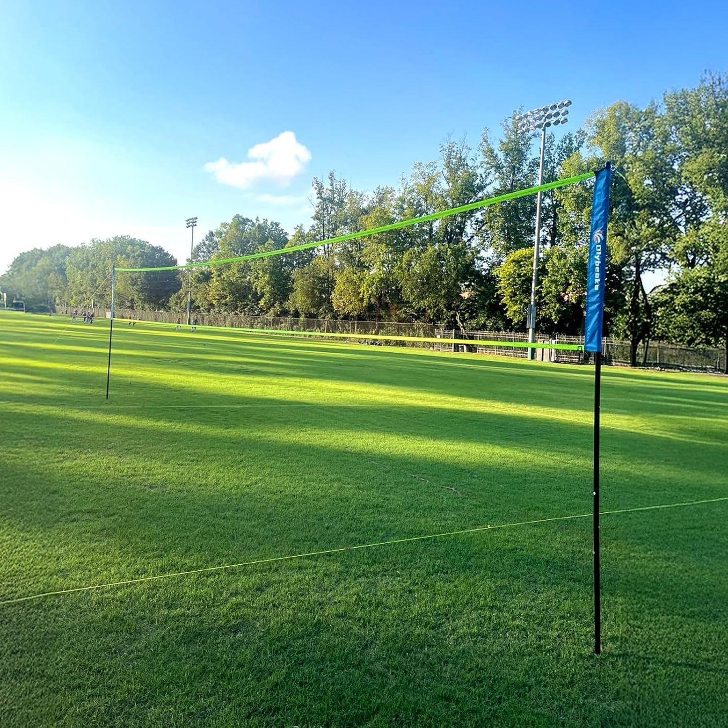 Portable Outdoor Volleyball Net Set for Backyard Beach with Adjustable Poles, Soft PU Volleyball & Pump, Carry Bag and Durable Anti-Sagging Net