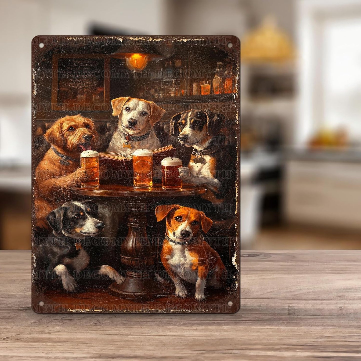 Vintage Dogs Tin Sign Retro Beer Metal Poster Funny Dog Lovers Wall Art Wall Decor for Kitchen Man Cave Shop Bar 12 * 16inch