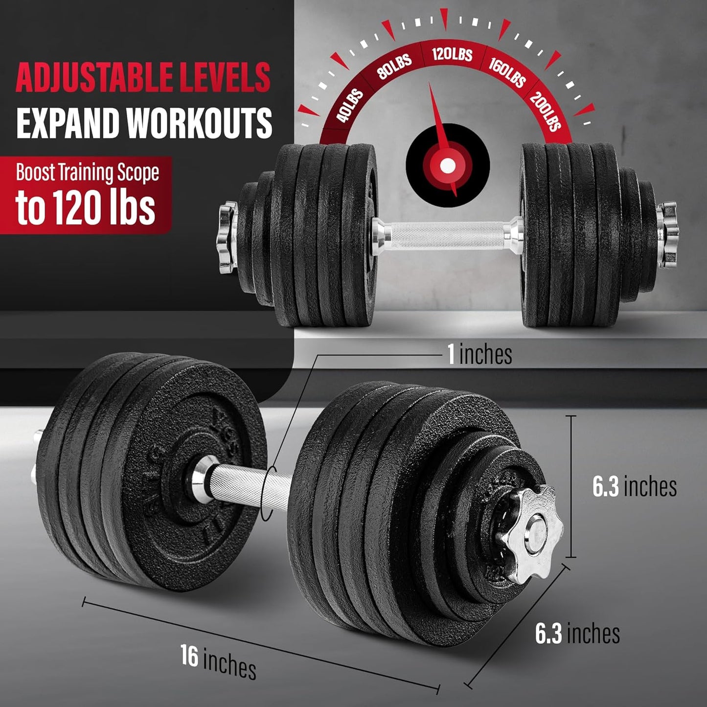 Yes4All Old School Adjustable Dumbbell Set with Weight Plates, Star Lock Collars/Connector, 40lbs to 200lbs Adjustable Weight Plates Set