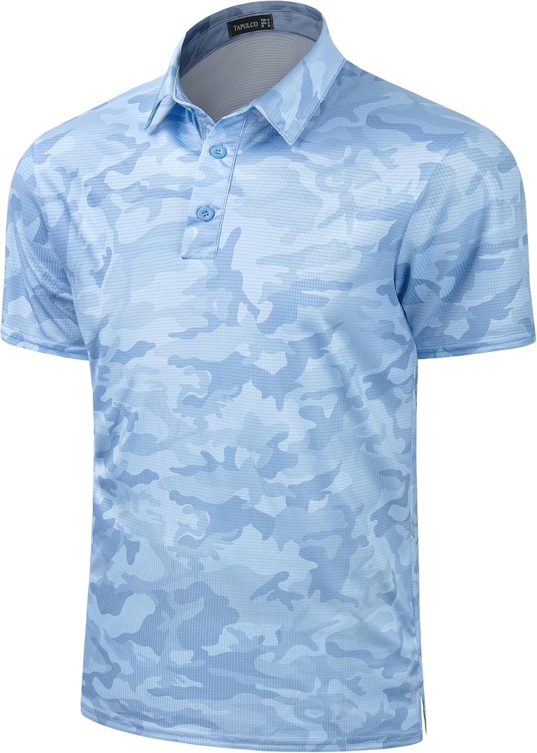 TAPULCO Mens Quick Dry Polo Shirts Camouflage Pattern Performance Athletic Lightweight Breathable Casual Golf Tshirts