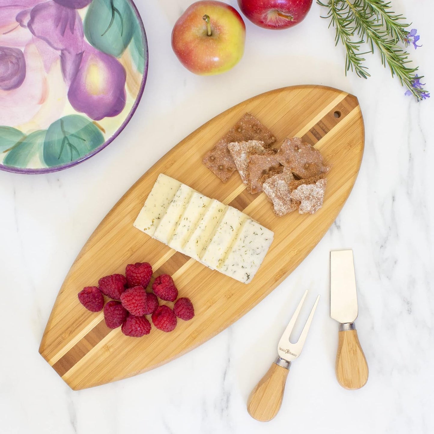 Totally Bamboo Lil' Surfer Surfboard Shaped Bamboo Serving and Cutting Board, 14-1/2" x 6