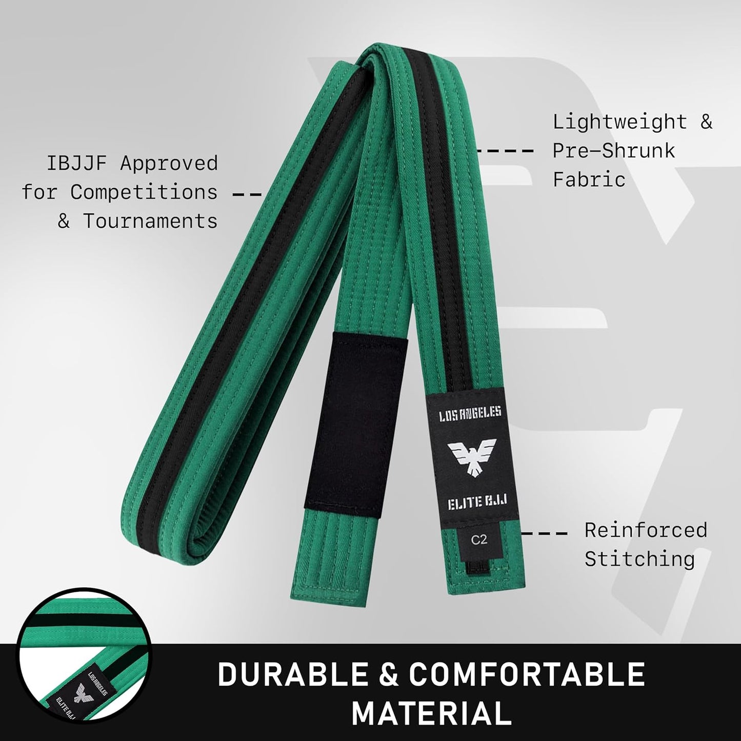 Elite Sports Kids Brazilian Jiu Jitsu Belts Preshurunk Martial Arts Youth BJJ Belts for Girls & Boys with BJJ Ranking Stripes