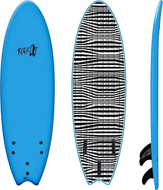 Rock-It 6' Albert Performance Fish Soft Top Surfboard Surf Board, Foam Surfboard, Kids Surfboard, Adult Surfboard, Tabla De Surf, Beginner Surfboard