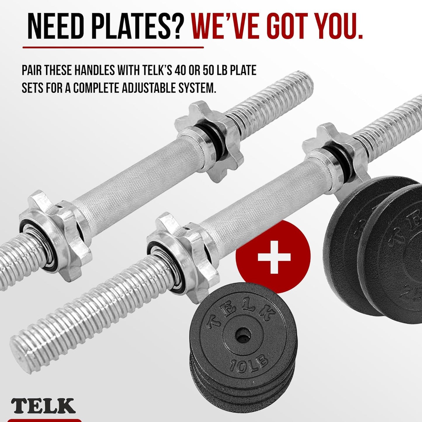 TELK – Adjustable Dumbbell Set – Home Gym Weight Set with Baked Enamel Cast Iron Plates – Space-Saving Free Weights for Strength Training
