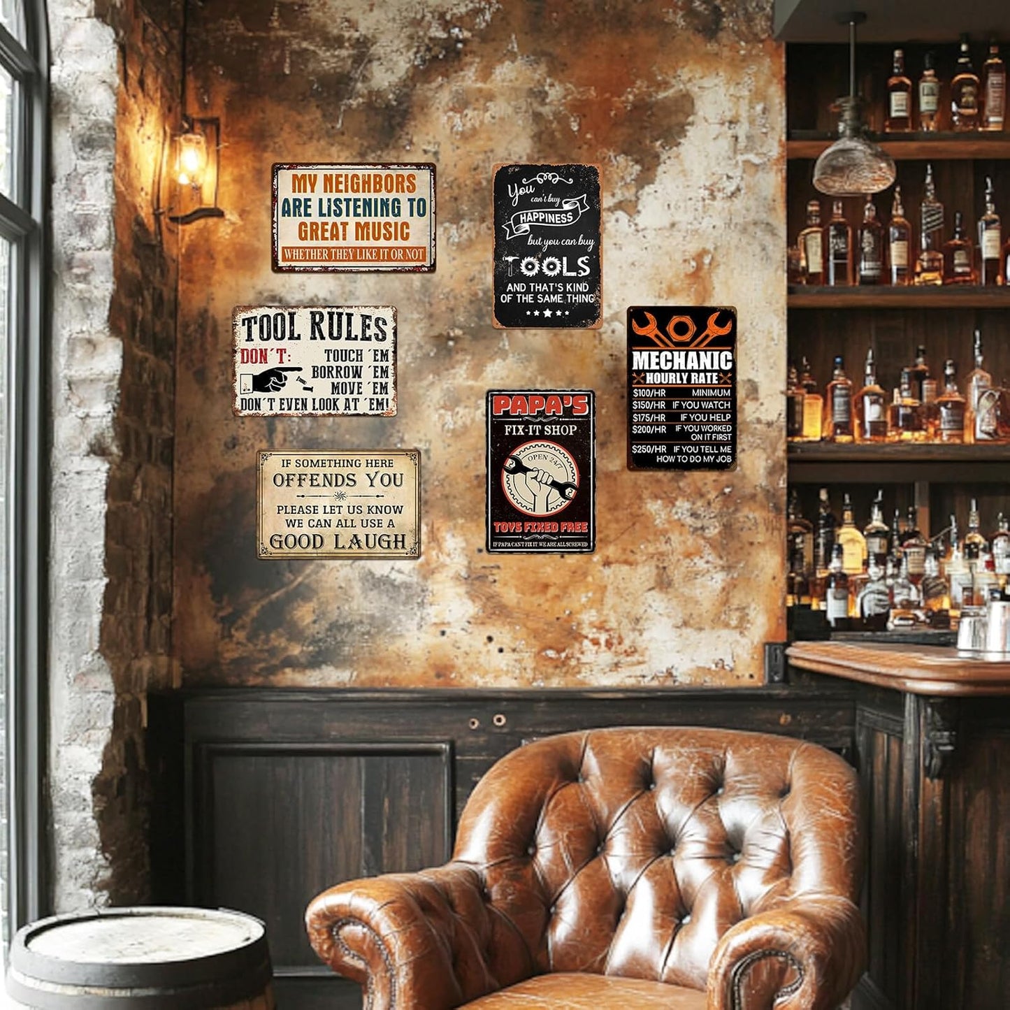 Bar Sign Man Cave Decor - Vintage Garage Metal Tin Signs for Men Funny If Something Here Offends You Poster Wall Art, Sports Bars Outdoor Accessories Decorations 8x12 Inch