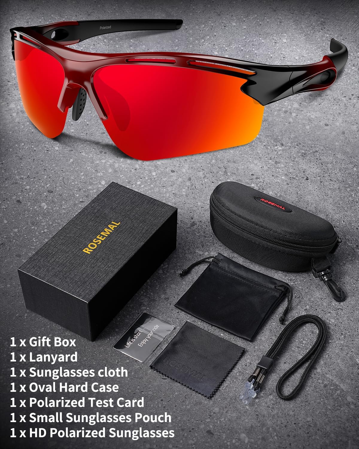 Polarized Sports Sunglasses for Men Women,UV400 Protection Sunglass for Running Cycling Fishing Hiking TR90