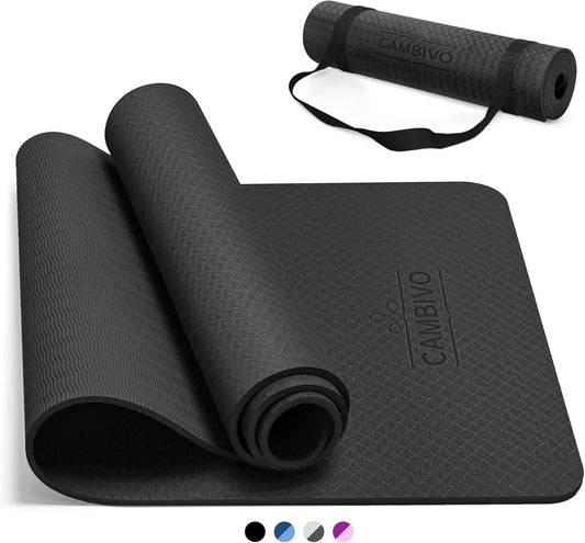 CAMBIVO Yoga Mat for Women Men Kids, 1/3 & 1/4 & 2/5 Inch Extra Thick Yoga Mat Non Slip, 72" x 24" TPE Yoga Mats, Workout Mat with Carrying Strap for Yoga, Pilates and Floor Exercises