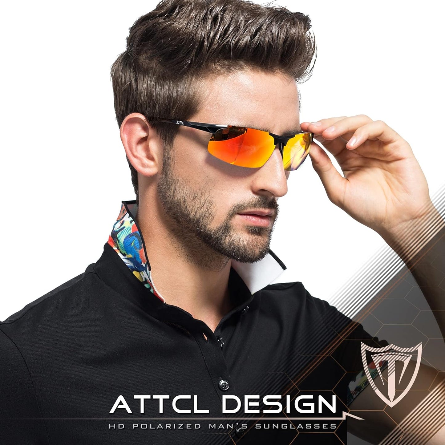 ATTCL Men's Sports Polarized Sunglasses Men for Driving running Fishing Golf - UV Protection Sun glasses Metal Frame