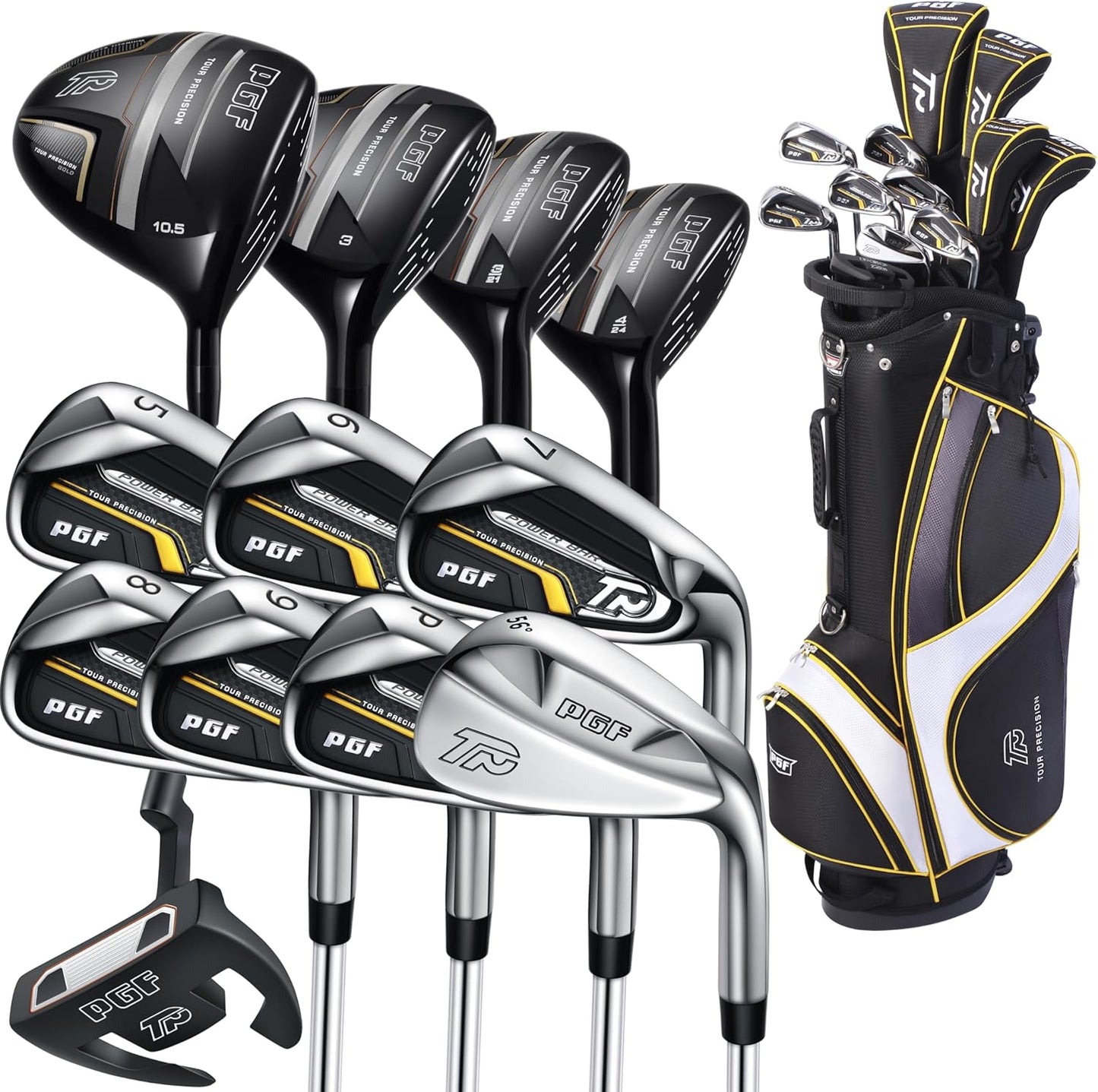 PGF Men's Gold TP Complete Golf Club Package Set [17-Pieces]