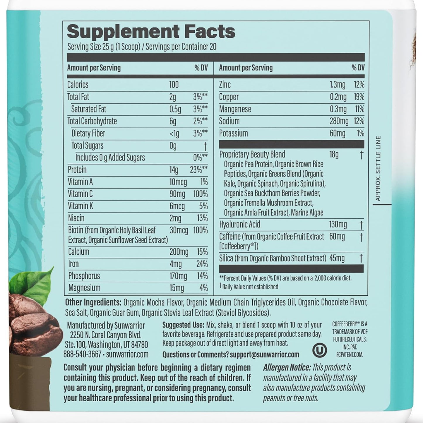 Vegan Collagen Protein Powder for Women Silica Plant Based Collagen Powder Coffee Flavor with Vegan Hair Skin and Nails Vitamins Non-GMO No Added Sugar Soy Dairy & Gluten Free (Coffee, 20 Servings)