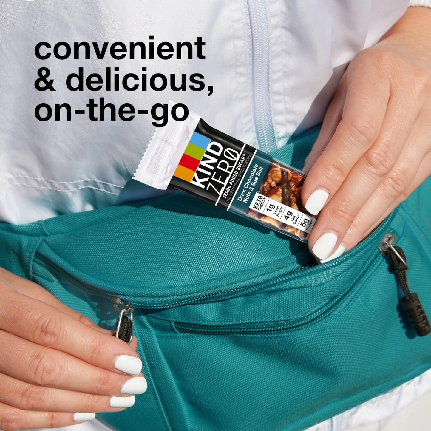 KIND ZERO Added Sugar Bars, Dark Chocolate Nuts and Sea Salt, Keto Friendly Snacks, Gluten Free, 5g Protein, 5 Count (Pack of 2)