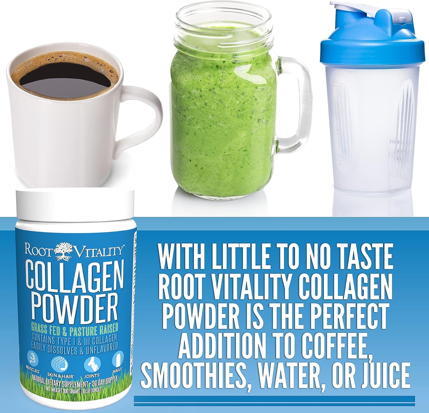 Collagen Peptides Powder - Grass-Fed, Pasture-Raised Hydrolyzed Protein Supplement for Skin, Hair, & Nails - Non-GMO, Zero Sugar Daily Supplement for Men & Women (30 Servings)