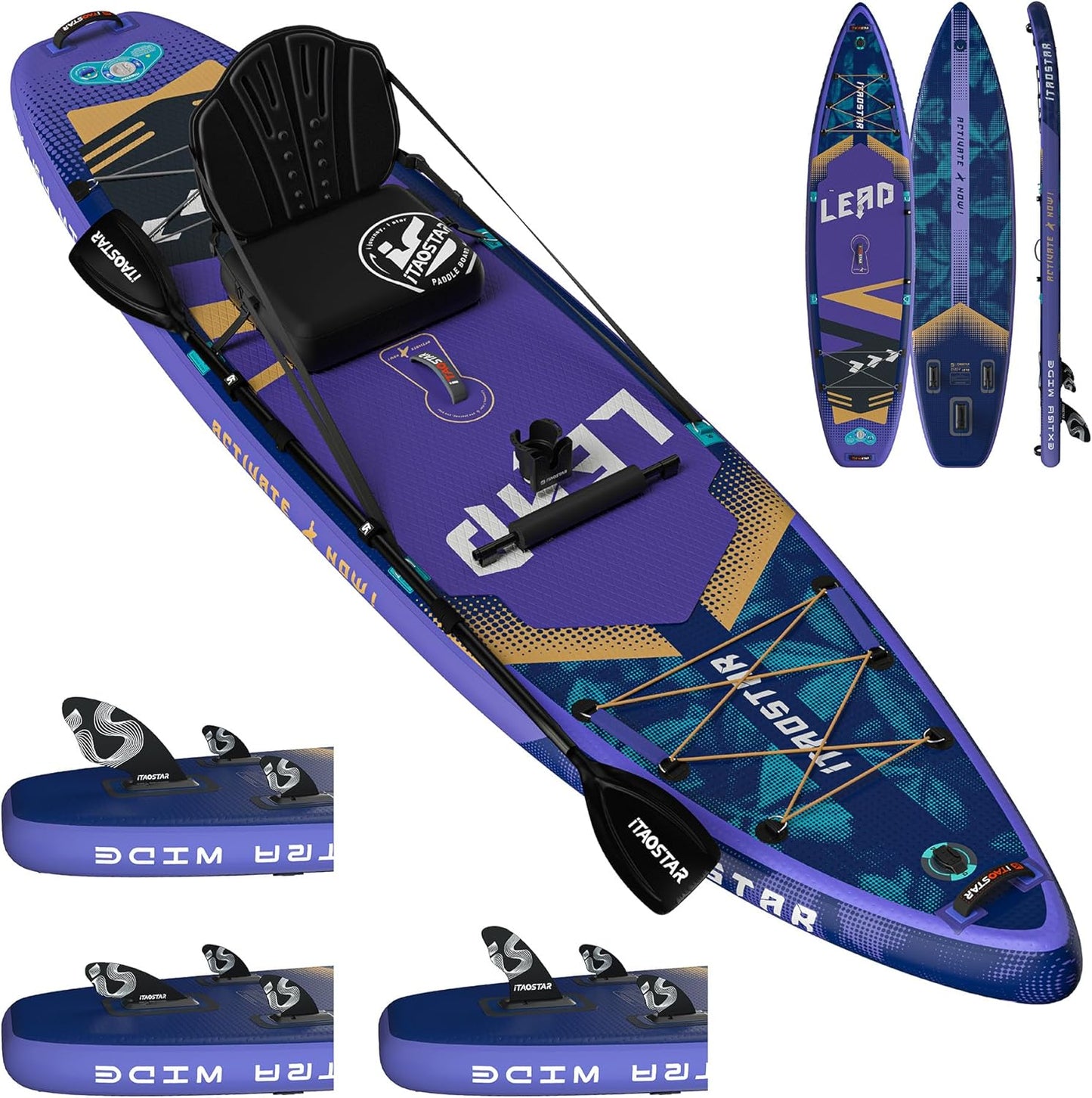 Lead 11‘ x 33" / 12’×35" Inflatable Stand Up Paddle Board - Premium SUP Board Kit - Ultra Stable Paddleboard for Adults & Youth - All Skill Levels - for Lakes, Oceans