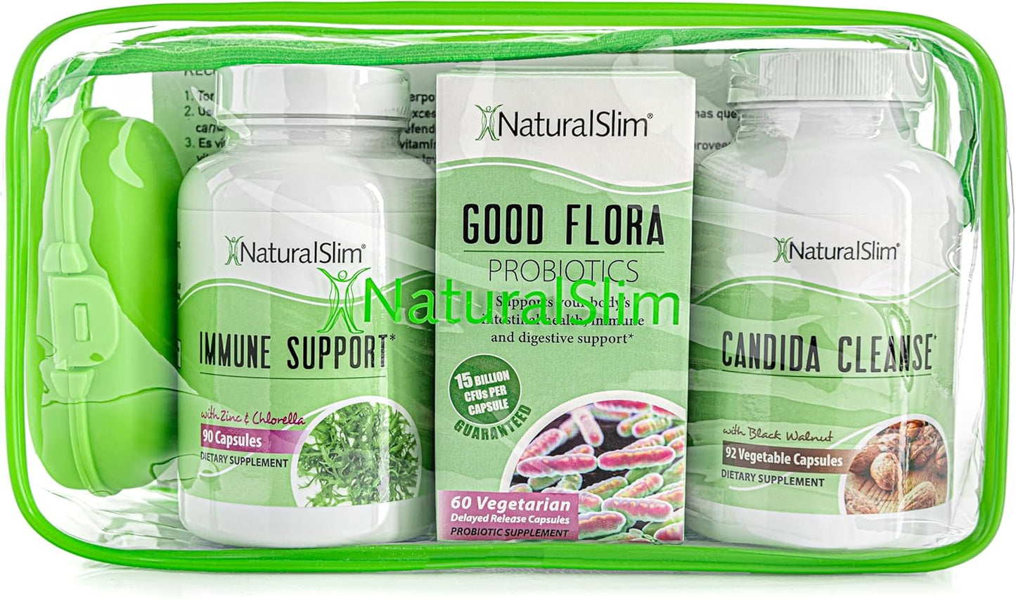 NaturalSlim Candida Cleanse Support Supplements Bundle - Candiseptic Kit Anti Overgrowth, Gut & Colon Cleansing Capsules - Formulated by Frank Suarez (1 Pack)