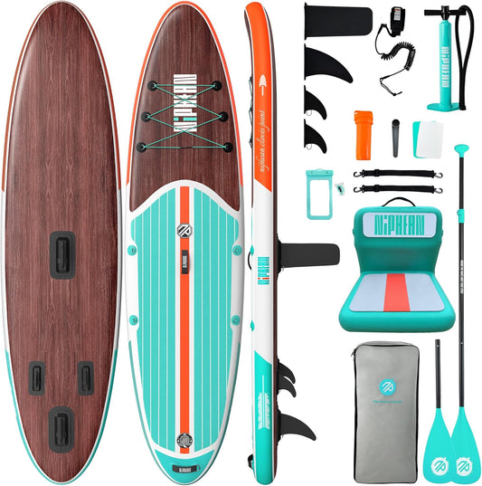 Niphean Inflatable Stand Up Paddle Board with SUP Accessories, Anti-Slip EVA Deck, 10’6’’ Inflatable Paddle Boards for Adults & Youth of All Skill Levels