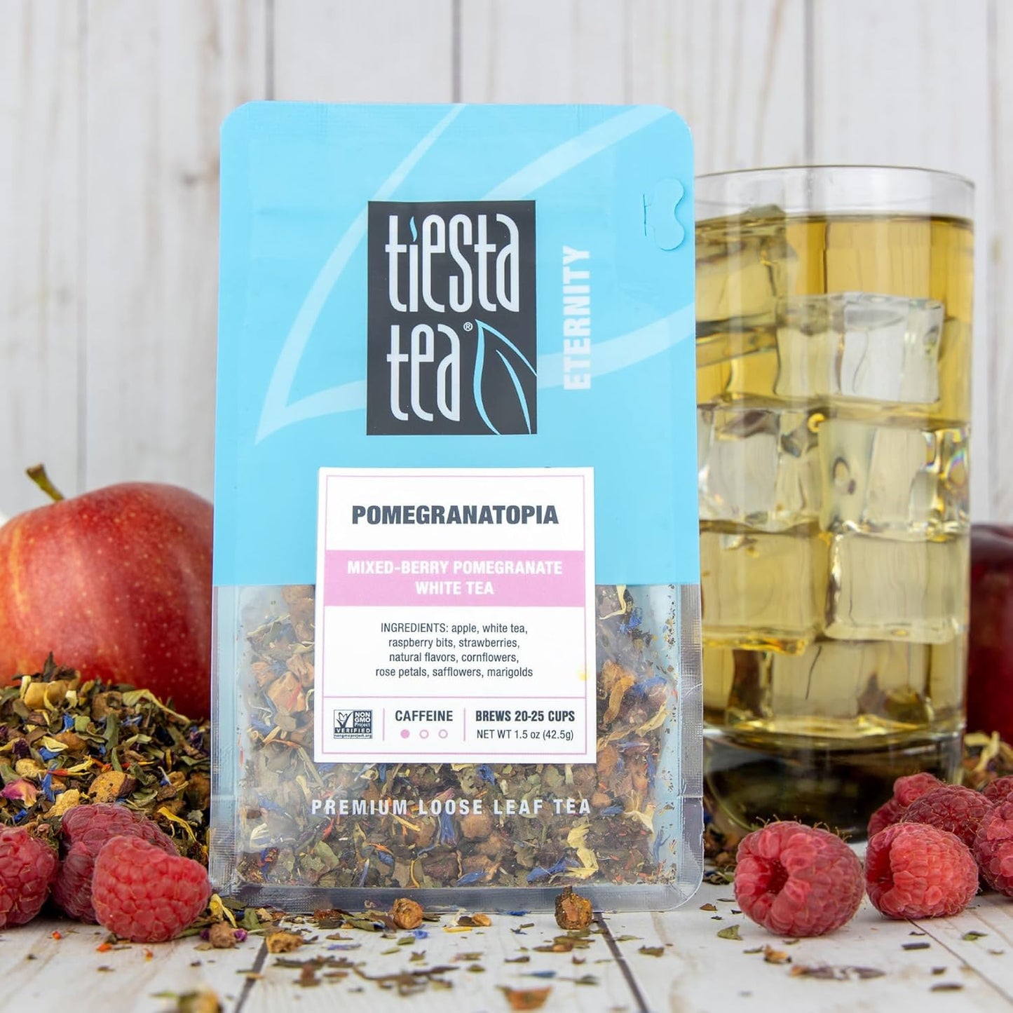 Tiesta Tea Pomegranatopia – Premium Loose Leaf Mixed-Berry Pomegranate White Tea | Low-Caffeine Blend | Hot & Iced | 1.5 Ounce Resealable Pouch | Brews Up to 25 Cups