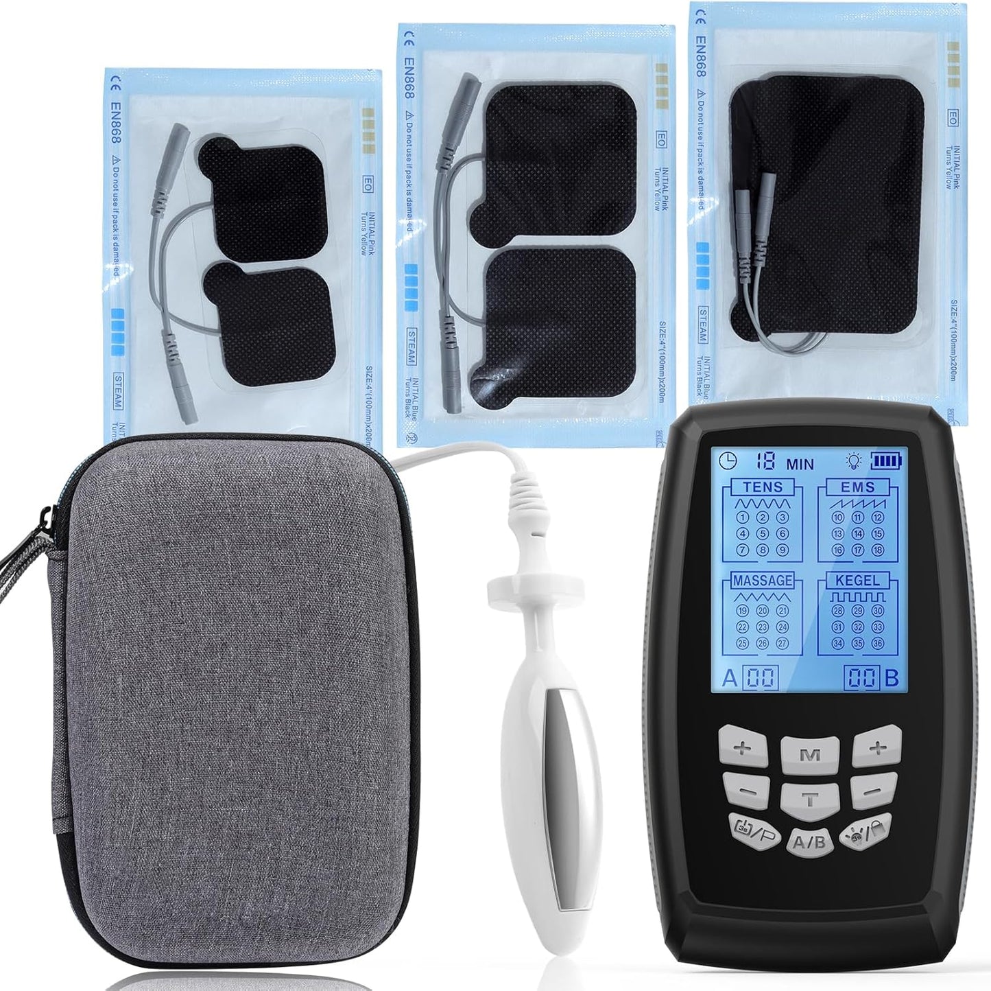 TENS Unit Muscle Stimulator and EMS Pelvic Floor Muscle Exercise. Multifunctional Impulses to Pain Relief for Muscle,Joints and Muscle Strengthening Training.Specialized Storage Gift Box.(DJE2A0)