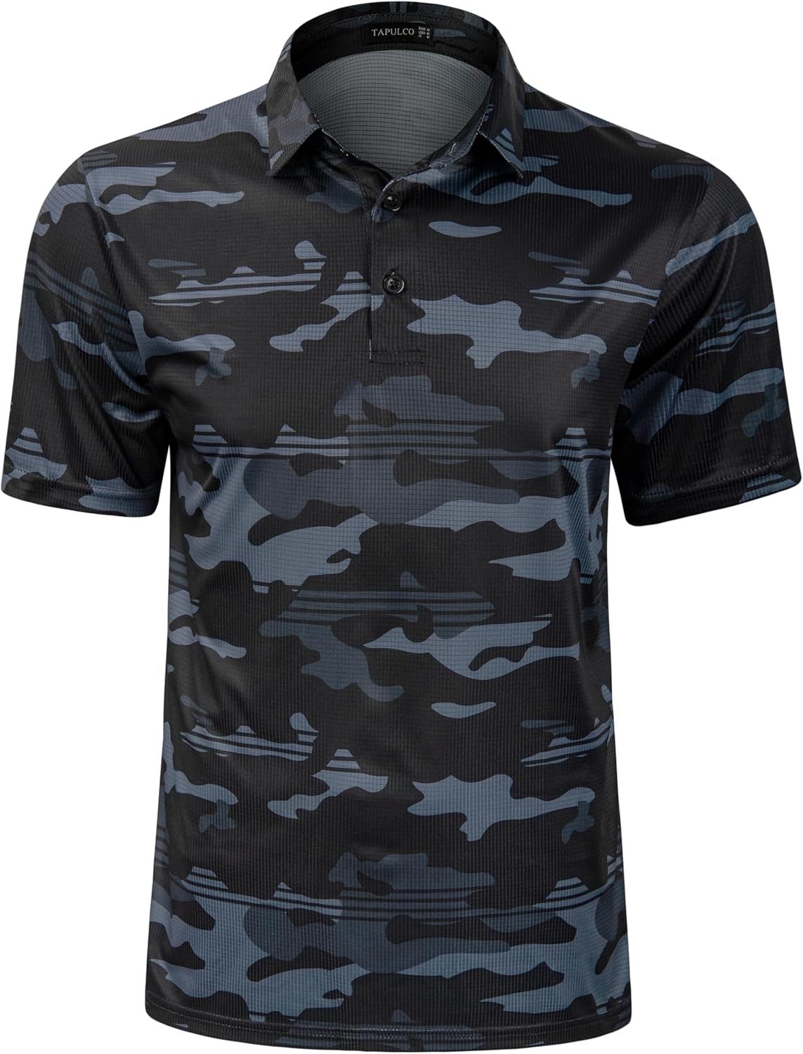 TAPULCO Mens Quick Dry Polo Shirts Camouflage Pattern Performance Athletic Lightweight Breathable Casual Golf Tshirts