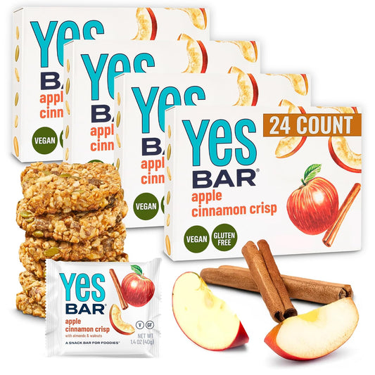 The YES Bar – Apple Cinnamon Crisp – Plant Based Protein, Decadent Snack Bar – Vegan, Paleo, Gluten Free, Dairy Free, Low Sugar, Healthy Snack, Breakfast, Low Carb, Keto Friendly (24 Count)