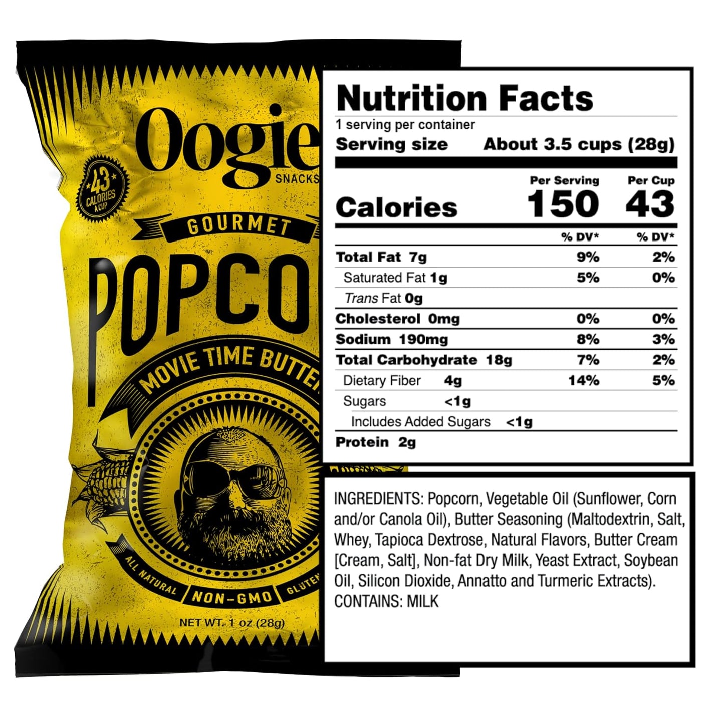 Oogie's Gourmet Popcorn| 16 Pack | Variety Flavor Pack | Gluten Free Popcorn Snacks | 1oz Individual Bags