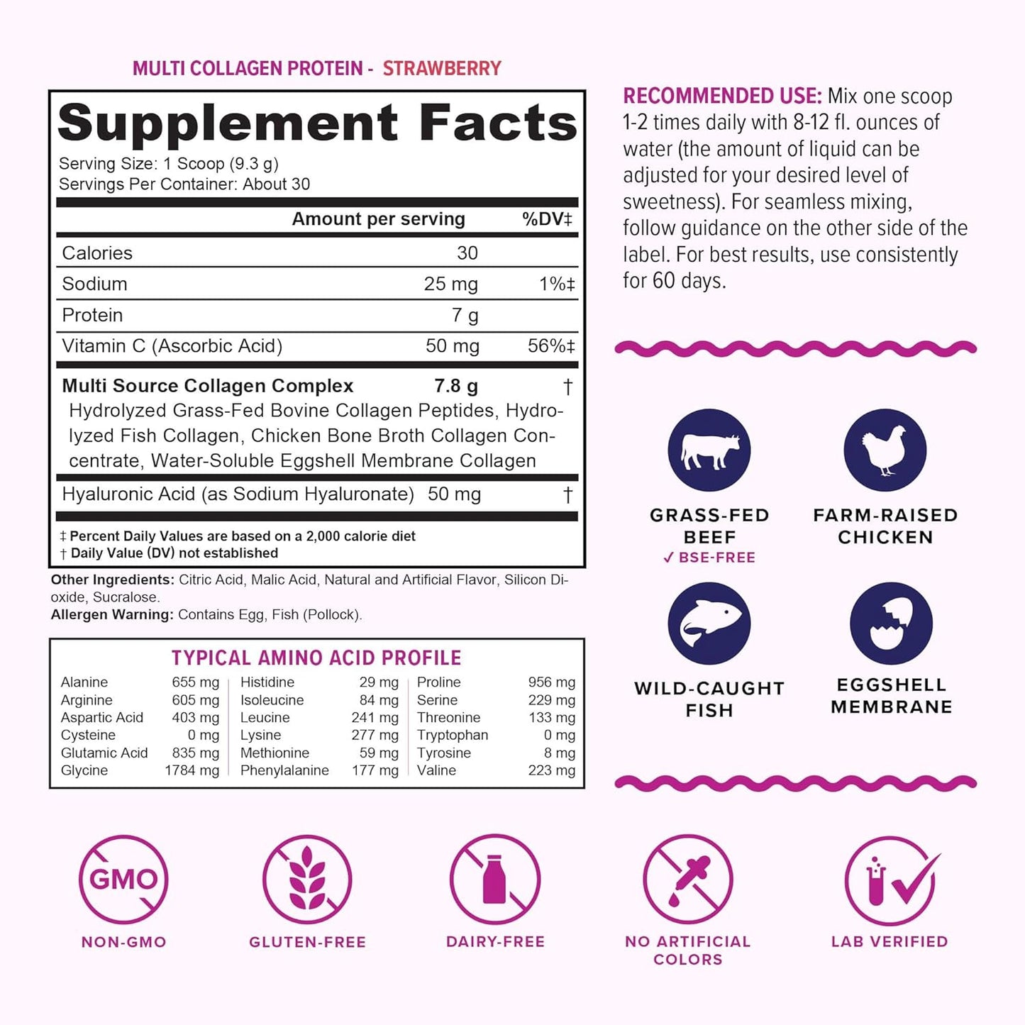 Multi Collagen Peptides Powder for Women - Hydrolyzed Flavored Collagen Powder for Women with Types I II III V & X Vitamin C & Hyaluronic Acid for Hair Skin and Nails (Tropical Punch) - 30 Servings