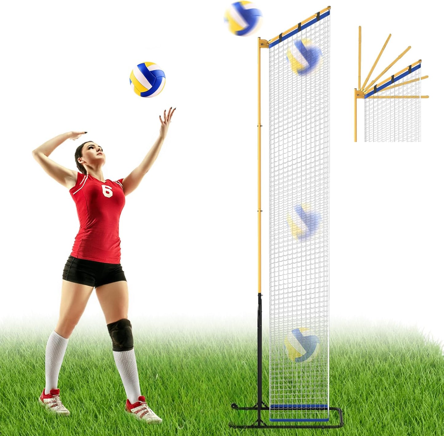 Volleyball Setter Trainer Net with Adjustable Heights & Angles,Setter Training Equipment for Setting,Serving,and Spiking,Movable Target Net for Indoor & Outdoor Practice