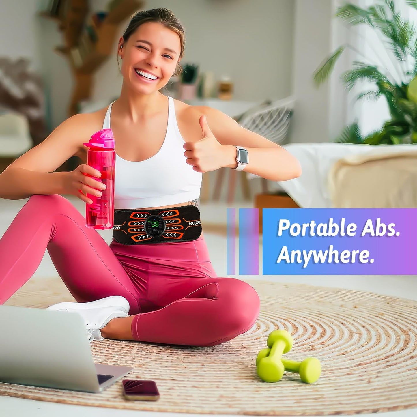 Electronic Muscle Stimulator, Abs Stimulator Muscle Toner, Ab Machine Trainer for All Body, Rechargeble for Fitness Strength Training Workout Equipment for Men and Women(Waist + Arms)