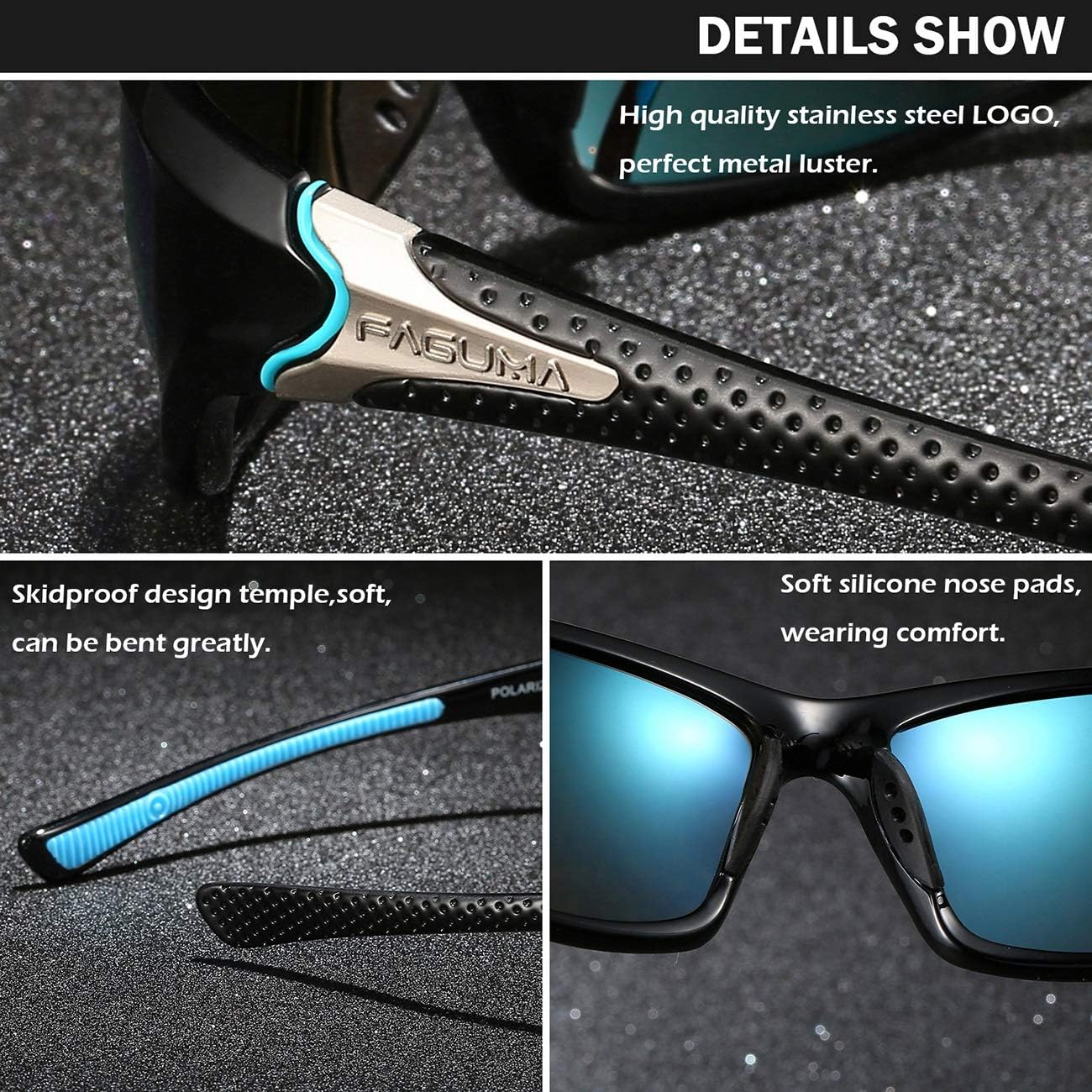 FAGUMA Sports Polarized Sunglasses For Men Cycling Driving Fishing UV400 Protection