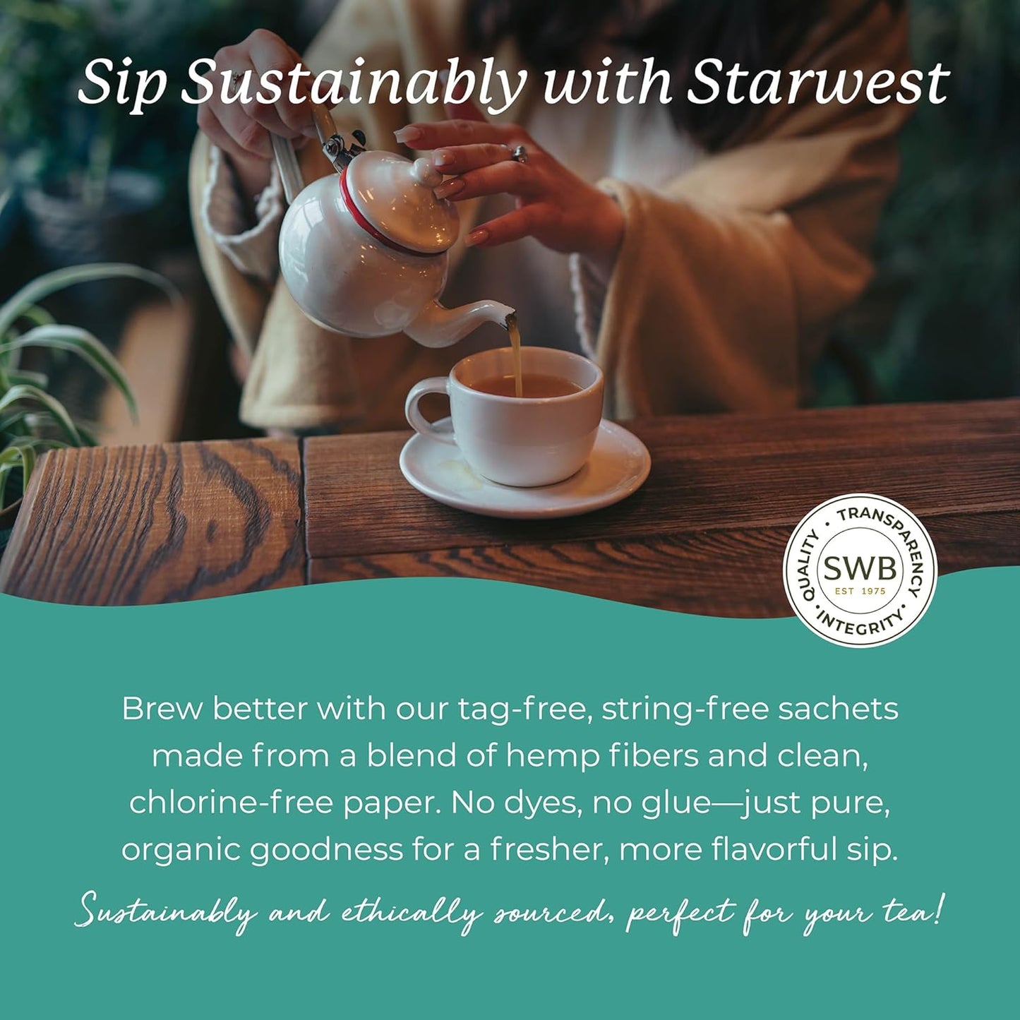 Starwest Botanicals Organic Spearmint Leaf Tea - Caffeine Free Herbal Tea, Promotes Calm, USDA Organic Spearmint Leaf, String Free Sachets, Non GMO - 20 Tea Bags