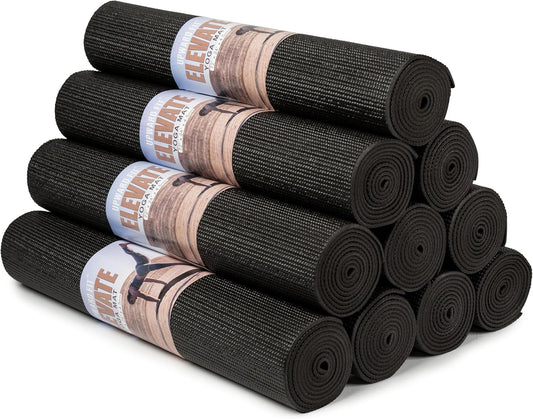 Elevate Yoga Mats, 10 Pack, 72" Long x 24" Wide, 4 mm Thick, Non-Slip and Easy to Clean Gym Mats for Schools and Studios