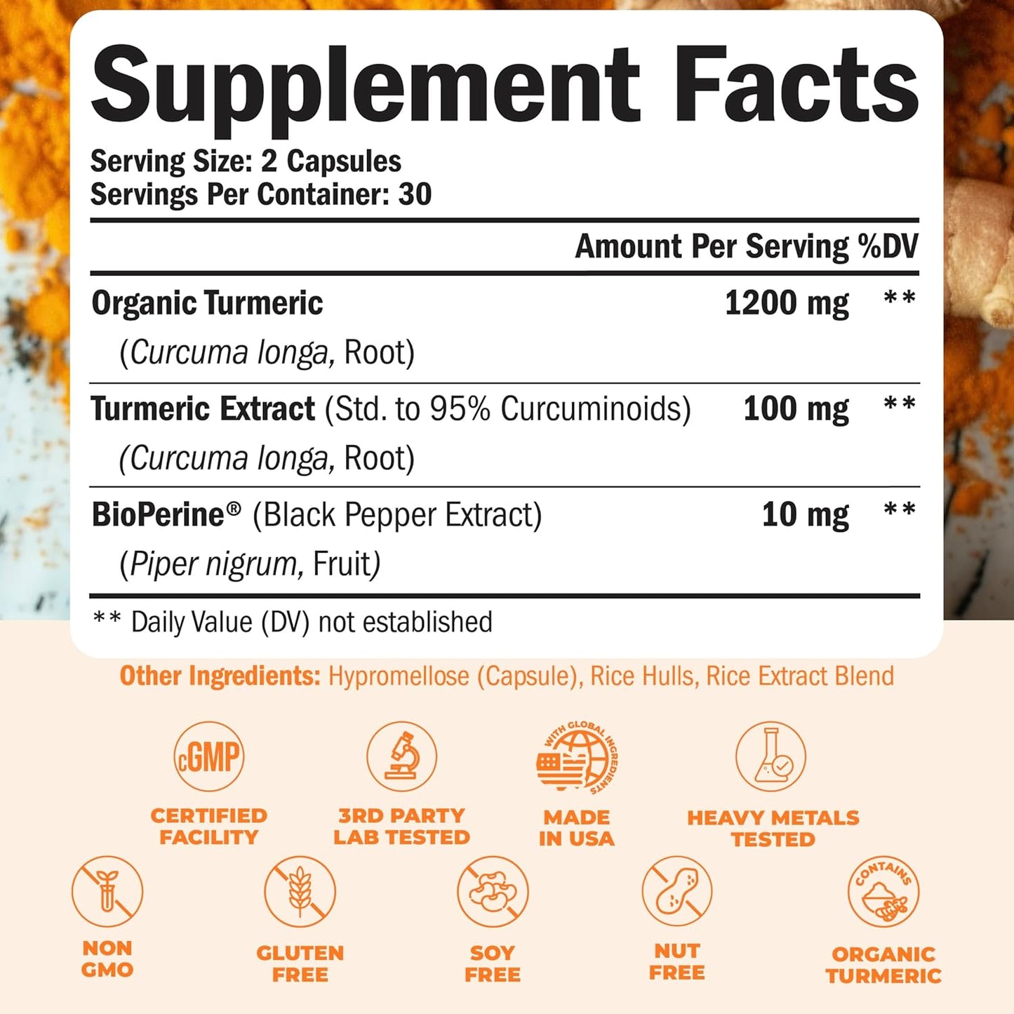 Turmeric Supplement - High Potency Turmeric Curcumin Supplement with 1200 mg Organic Tumeric and 95% Curcuminoids. Curcumin Supplements with Black Pepper for Immune & Joint Health. 60 Curcuma Capsules