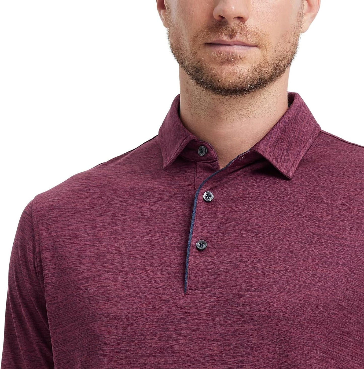 M MAELREG Golf Shirts for Men Short Sleeve Dry Fit Casual Striped Performance Moisture Wicking Collared Mens Polo Shirts