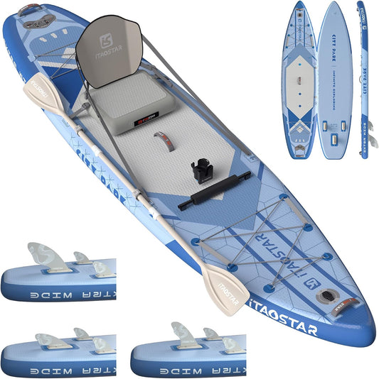 City Park 12'×35" Extra Wide Paddle Board with Seat, One-Stop Premium SUP Board Gears, Tailored 5 Fins, Stable Inflatable Stand Up Paddle Boards for Youth/Adults of All Levels