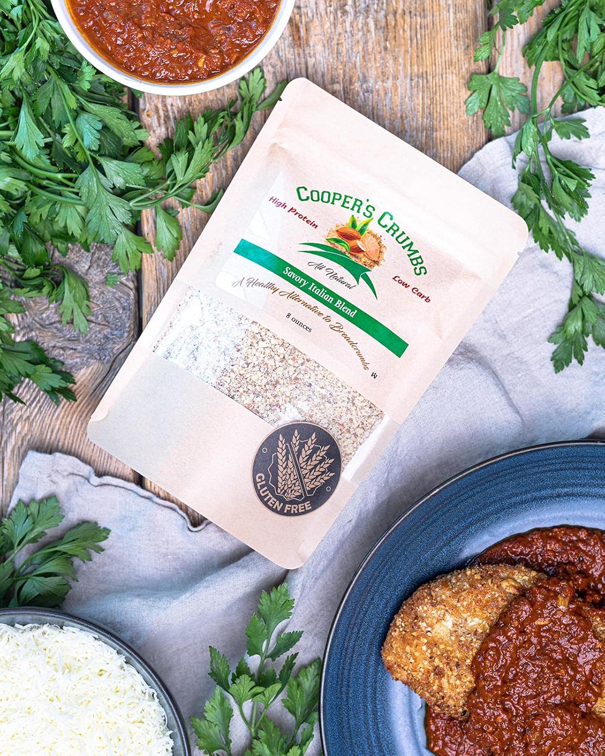 Cooper's Crumbs All Natural Gluten Free Low Carb Bread Crumb Alternative, High Protein, Vegan, Certified Kosher, Paleo, Keto (Savory Italian Blend)