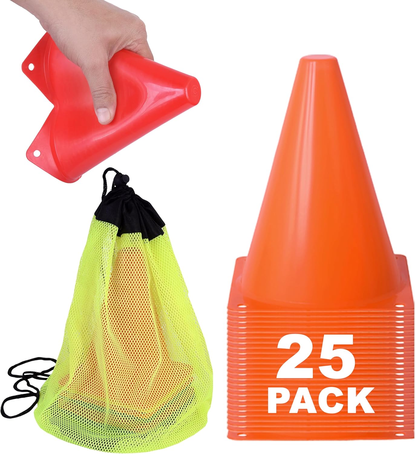Cones for Sports Training, 7 Inches Tall & Visible, Durable and Easy to Handle Sports Cones, Ideal for All Kinds of Training Cones Activities and Field Practice Sport