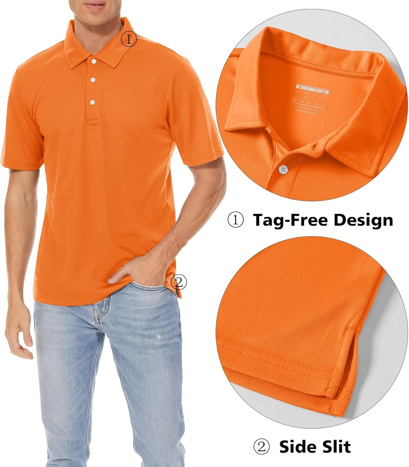 MAGCOMSEN Men's Polo Shirts 3 Buttons Casual Work T Shirts Quick Dry Short Sleeve Golf Shirt Pique Jersey Outdoor Performance