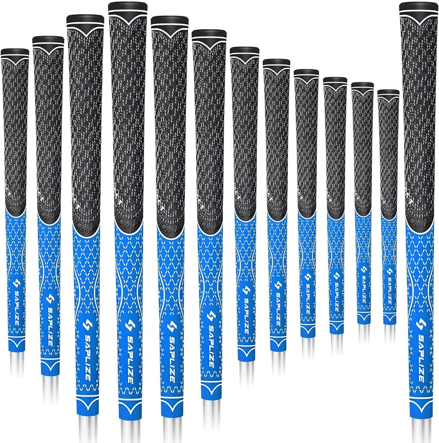 SAPLIZE Hybrid Golf Grips (CL07) - Set of 13, Innovative Design, Cross Corded Rubber Technology, Options of 8 Colors, Standard/Midsize, Basic/Deluxe Kit for Choice, Multicompound Golf Club Grips