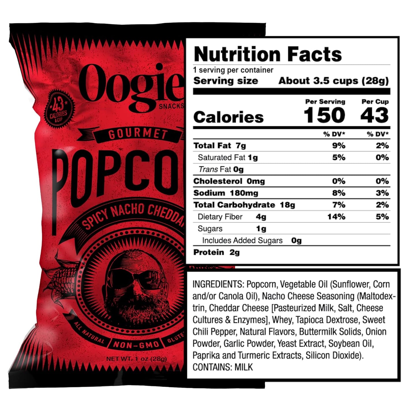 Oogie's Gourmet Popcorn| 16 Pack | Variety Flavor Pack | Gluten Free Popcorn Snacks | 1oz Individual Bags