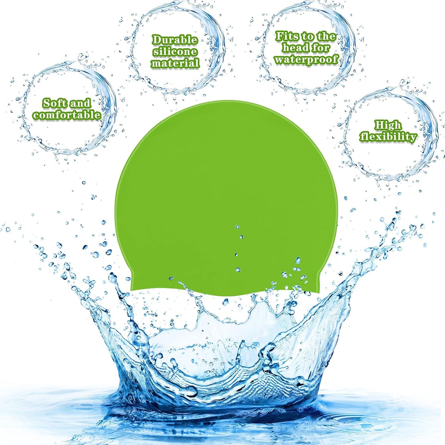 Syhood 6 Pieces Unisex Adult Silicone Swim Cap Waterproof Swimming Hat Non Slip Pool Hat Elastic Silicone Cap for Long and Short Hair