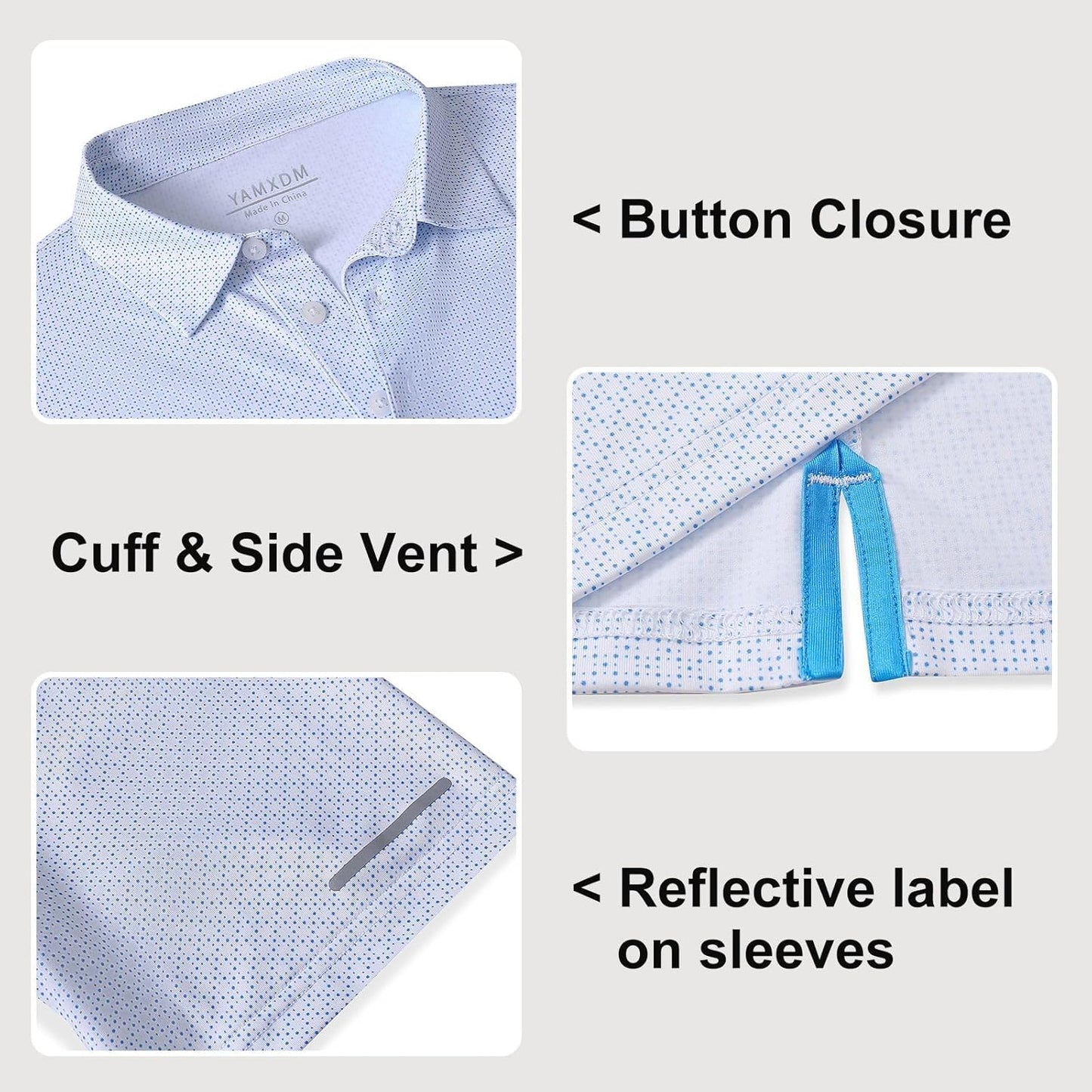 Golf Shirts for Men - Moisture Wicking Short Sleeve Performance Sport Casual Striped Collared Mens Polo Shirt