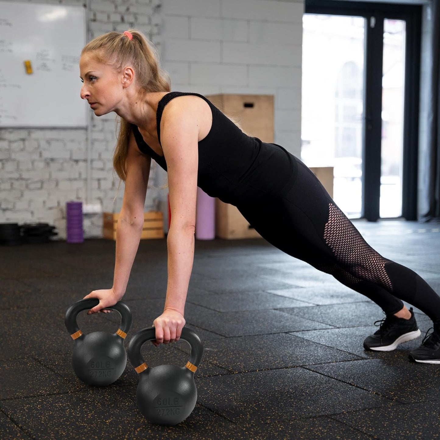 Kettlebell Cast Iron Solid Smooth Weights for Strength Training, Home Workout Gym, Training Kettlebells Sets for Women & Men