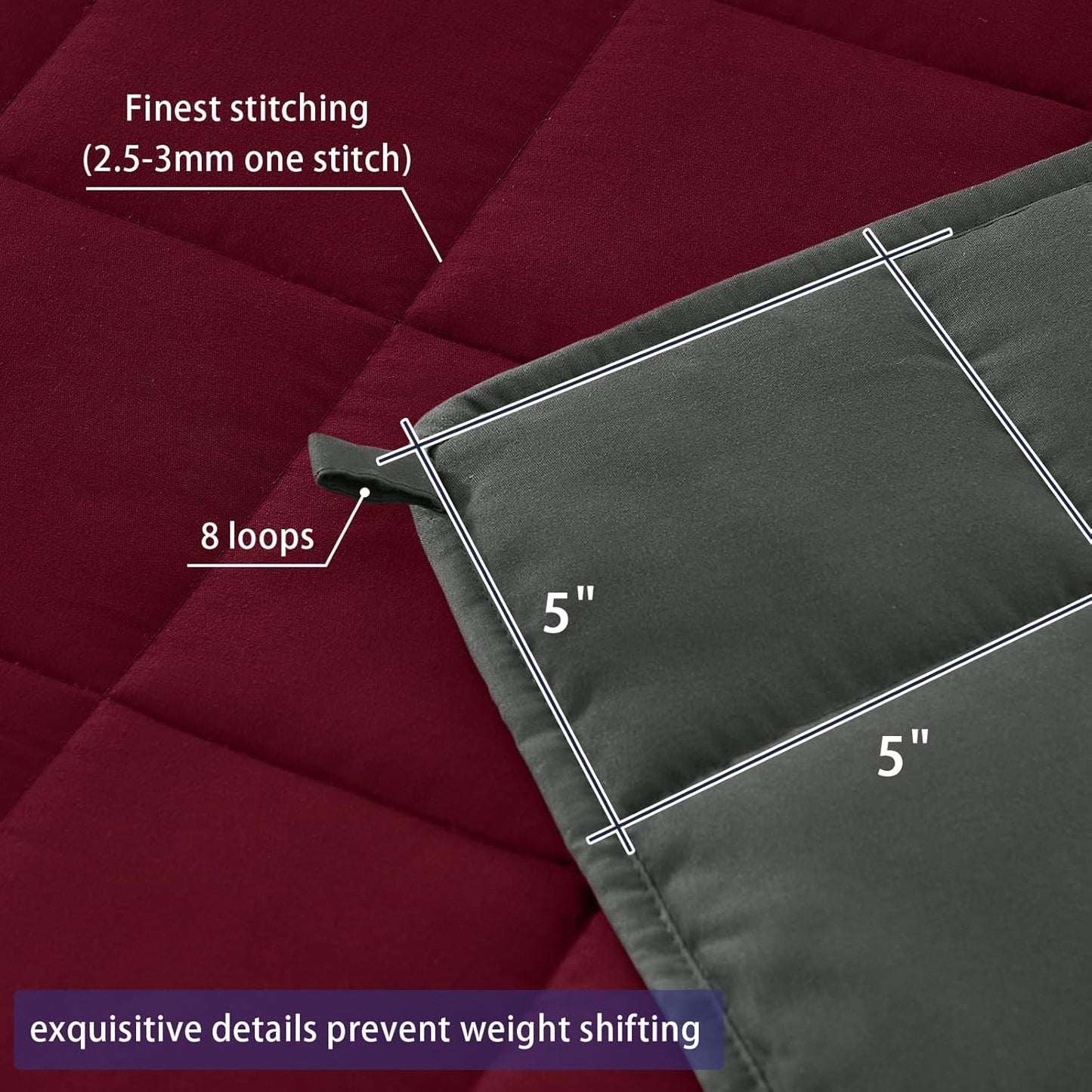 yescool Weighted Blanket for Adults (17 lbs, 60" x 80", Red Grey) Cooling Heavy Blanket for Sleeping Perfect for 110-130 lbs, Queen Size Breathable Blanket with Premium Glass Bead, Machine Washable