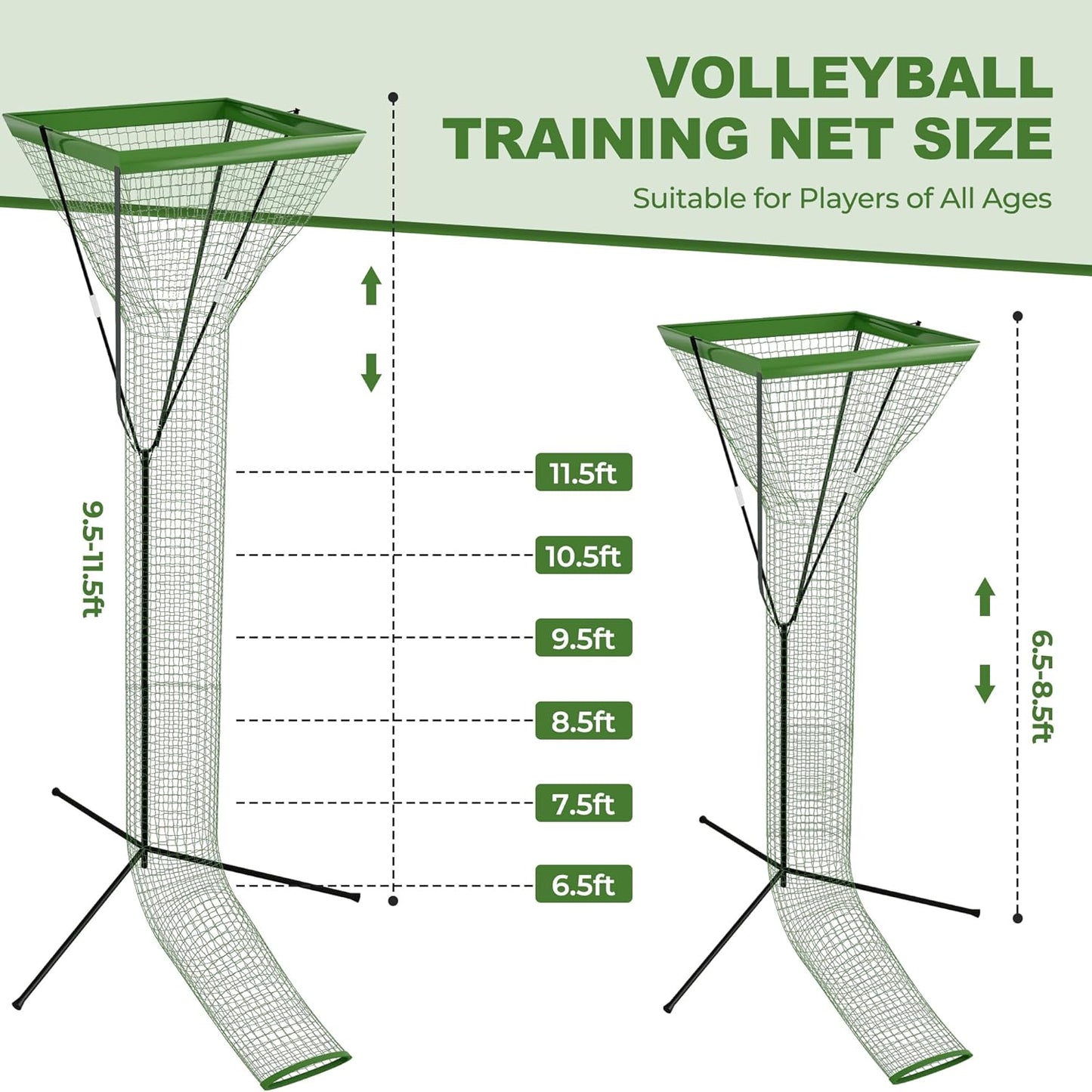 Volleyball Setter Trainer Net, 3x3 Ft Adjustable Height & Angle, Perfect for Indoor & Outdoor Targeted Volleyball Training Equipment, Enhances Setting, Spiking & Serving Skills, Includes Target Cloth