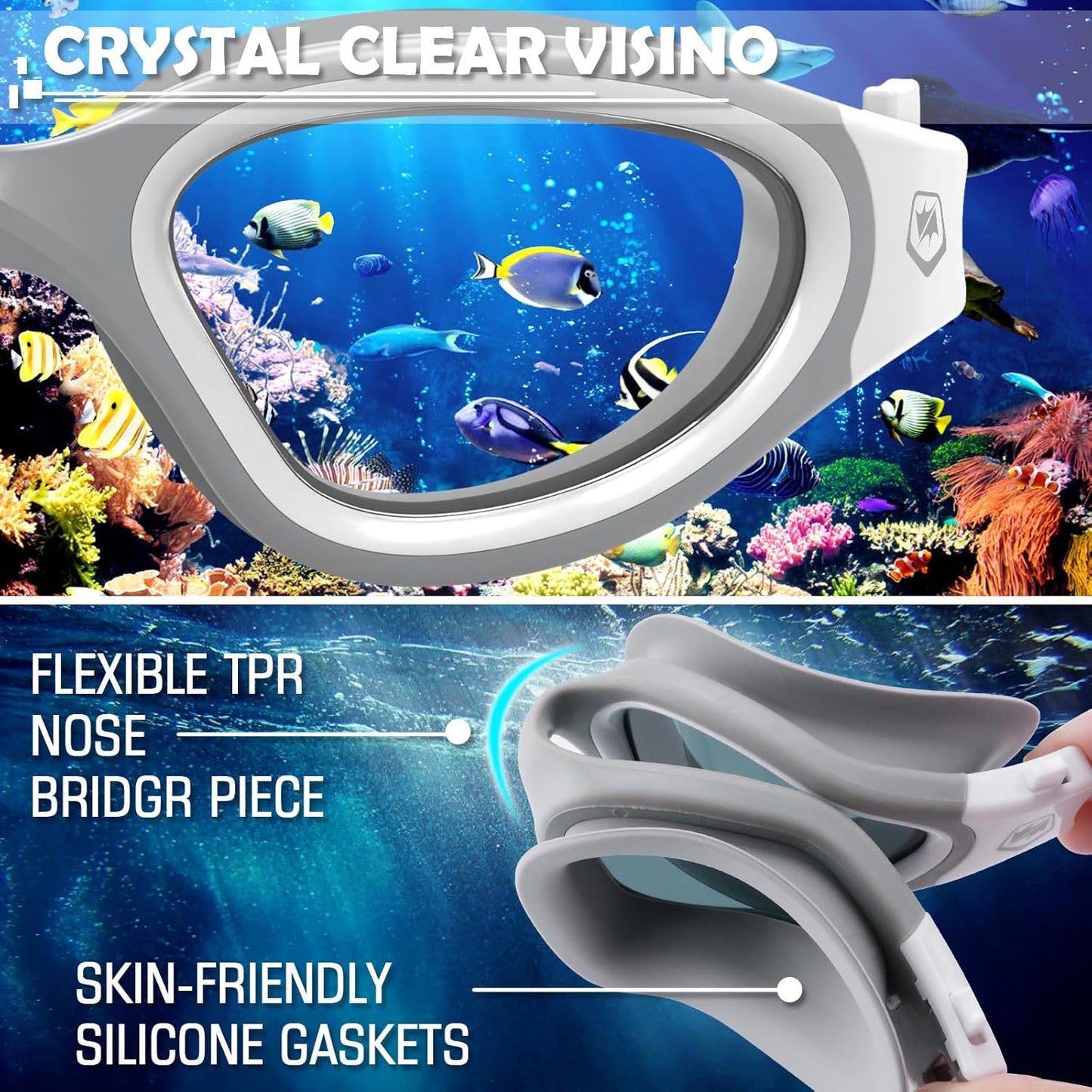 WIN.MAX Polarized Swimming Goggles Swim Pool Goggles Anti Fog Anti UV No Leakage Clear Vision for Men Women Adults Teenagers