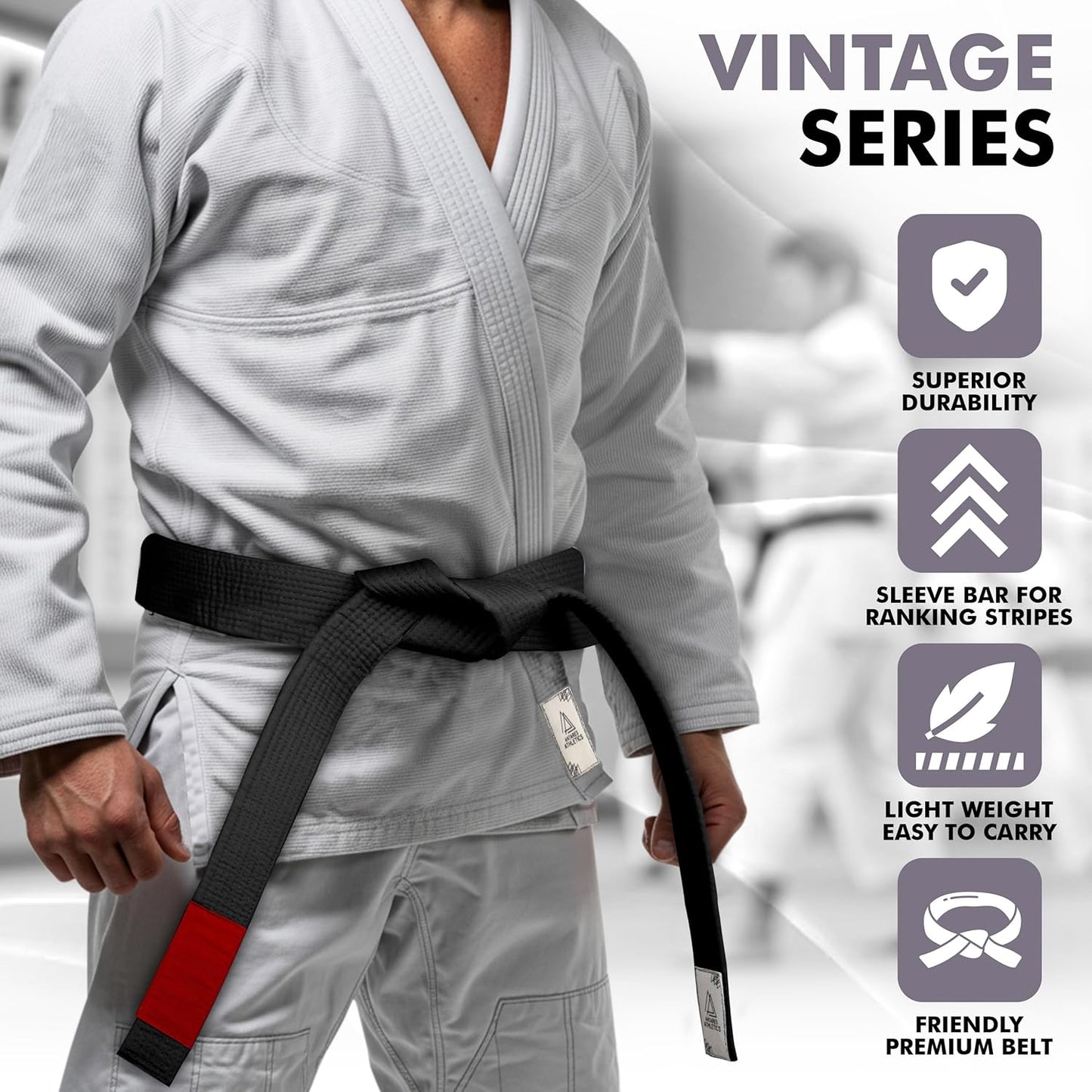 Vintage Series BJJ Belt for Men & Women Brazilian Jiu Jitsu Belt for Jiu Jitsu Gi