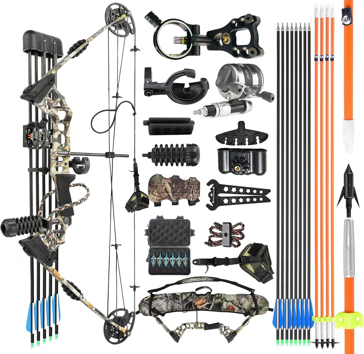 Archery Bowfishing Compound Bow Kit Ready to Fish Kit with Bowfishing Reel, Bow Fishing Arrows Right & Left Handed for Adult/Youth Fishing Hunting Target Shooting
