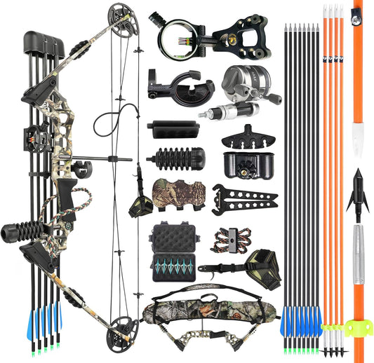 Archery Bowfishing Compound Bow Kit Ready to Fish Kit with Bowfishing Reel, Bow Fishing Arrows Right & Left Handed for Adult/Youth Fishing Hunting Target Shooting