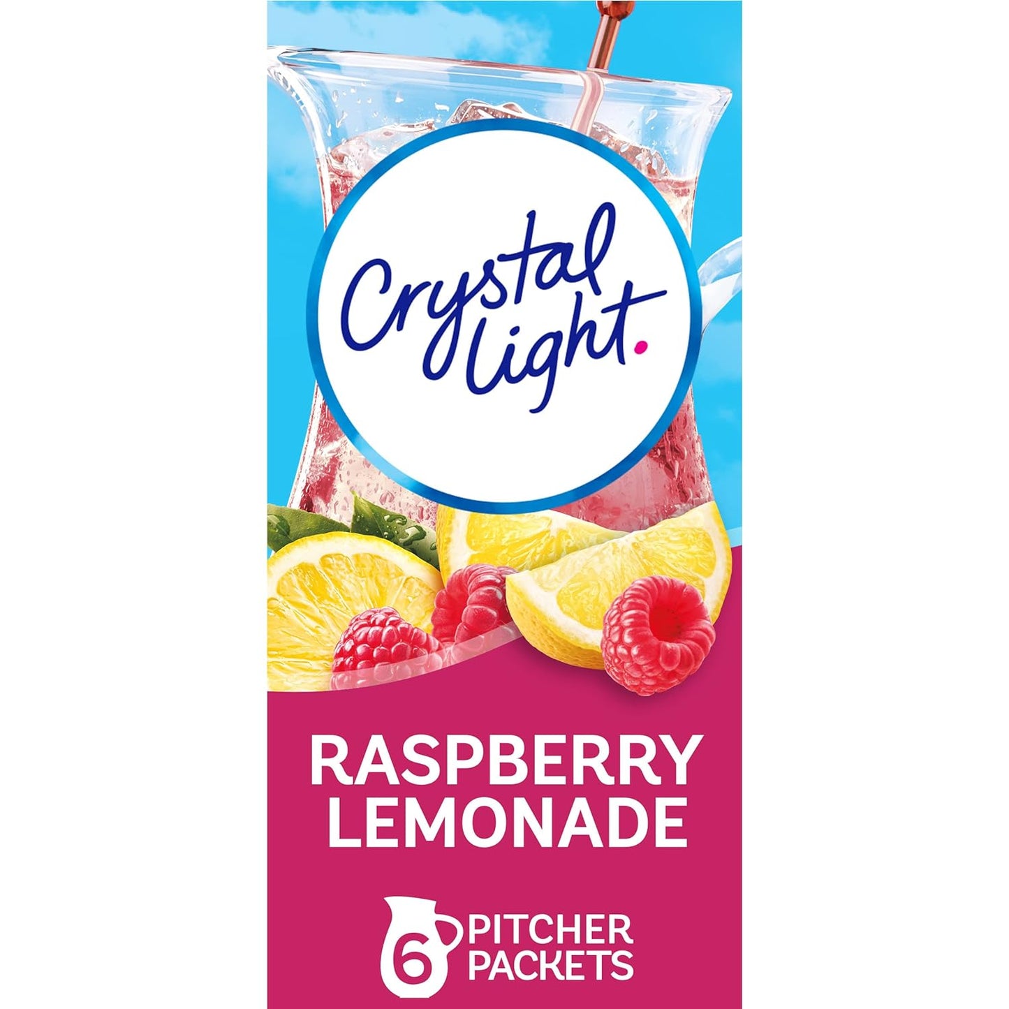 Crystal Light Raspberry Lemonade Artificially Flavored Powdered Drink Mix, 72 ct Pack, 12 Canisters of 6 Pitcher Packets