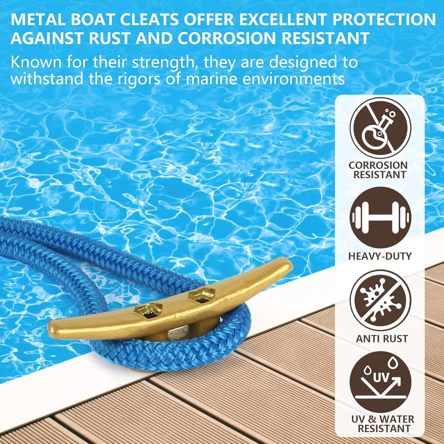 4 inch Dock Cleats 4/6/8/12/16/20/24 Pack,Boat Dock Cleats Rope Cleat Marine Cleats Iron Boat Cleats with Hardware ldeal for Deck,Nautical Decor,Cleats for Boat Dock,Boat Tie Down Cleats