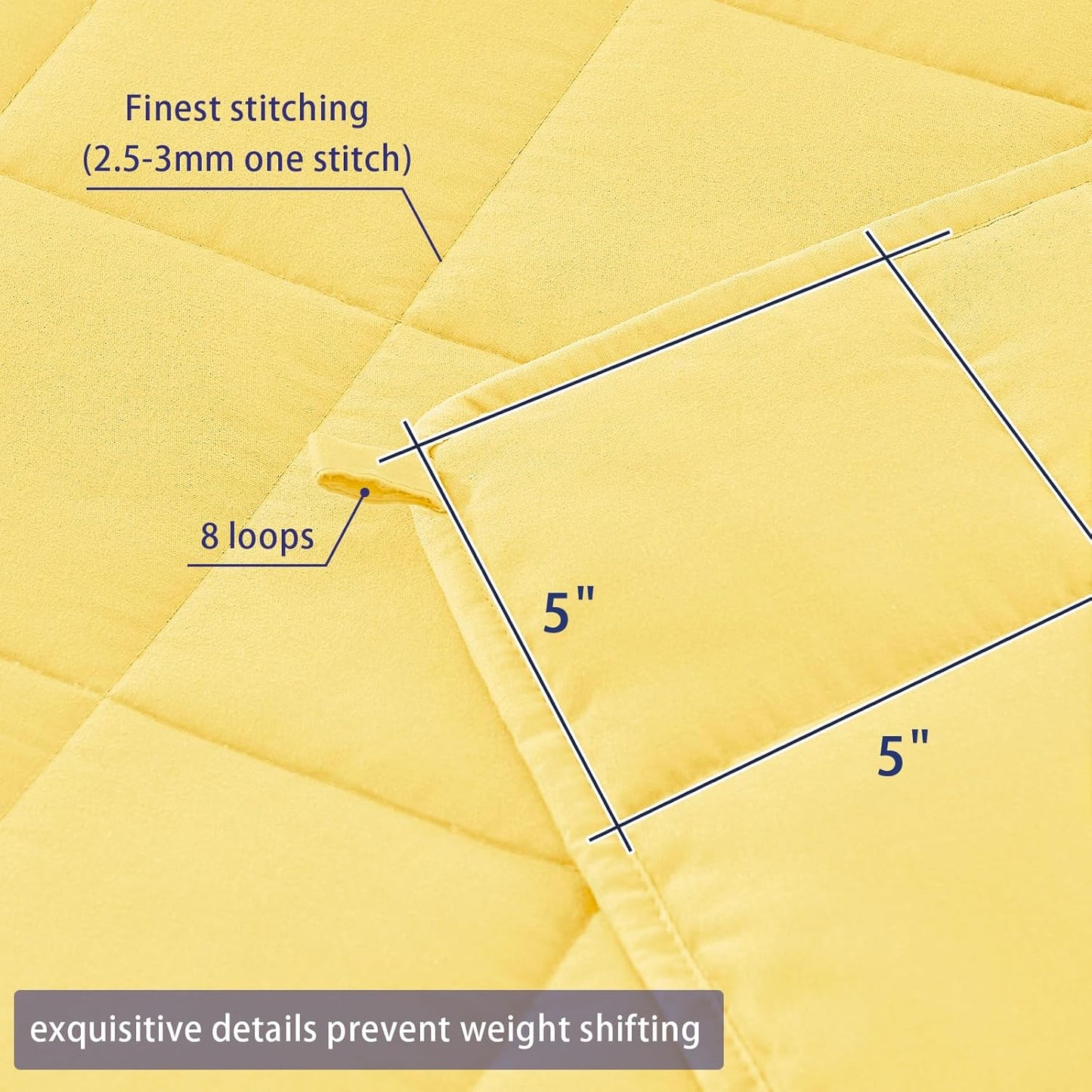 yescool Weighted Blanket for Adults (25 lbs, 60" x 80", Yellow) Cooling Heavy Blanket for Sleeping Perfect for 240-260 lbs, Queen Size Breathable Blanket with Premium Glass Bead, Machine Washable